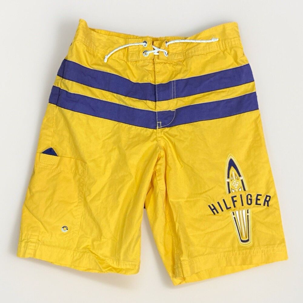 Tommy Hilfiger Boy Yellow Swimming Surf Sport Trucks Shorts L 12/14